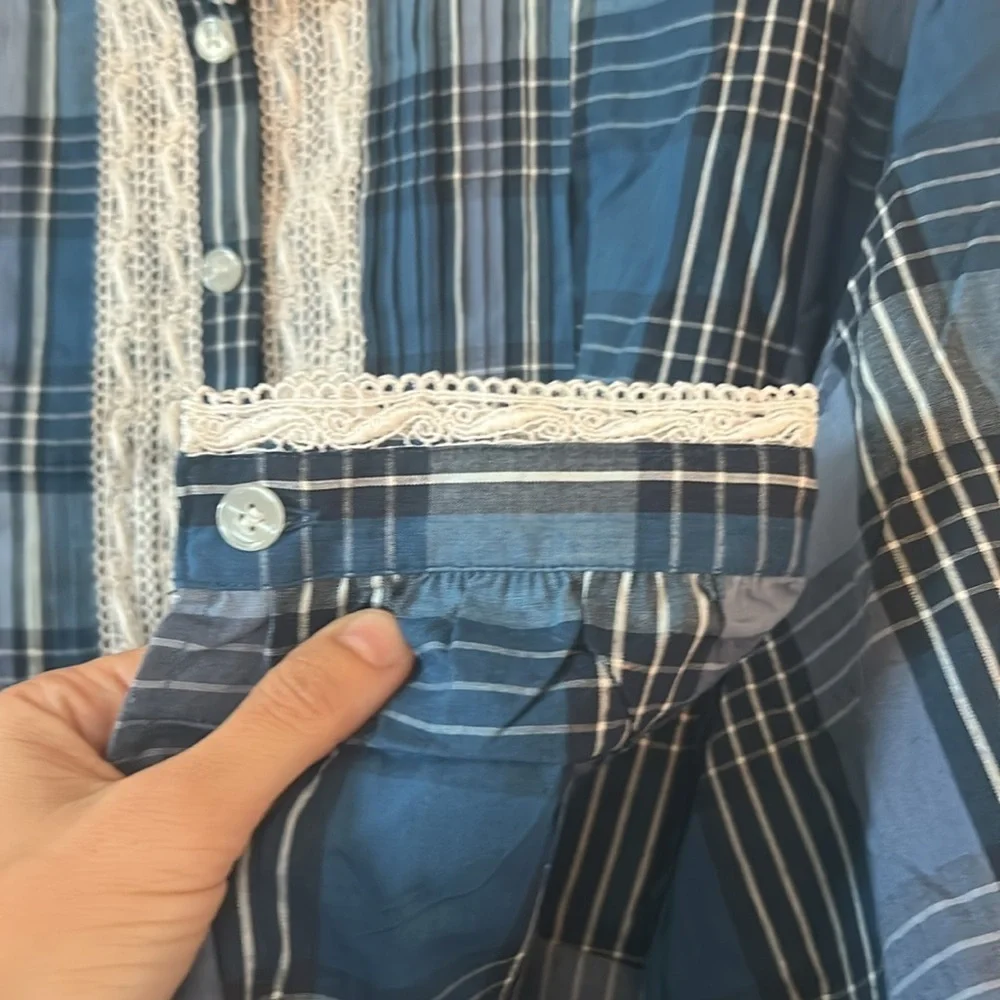 NWT Vintage Victoria's Secret Country Cottons Blue Plaid Nightgown Size L